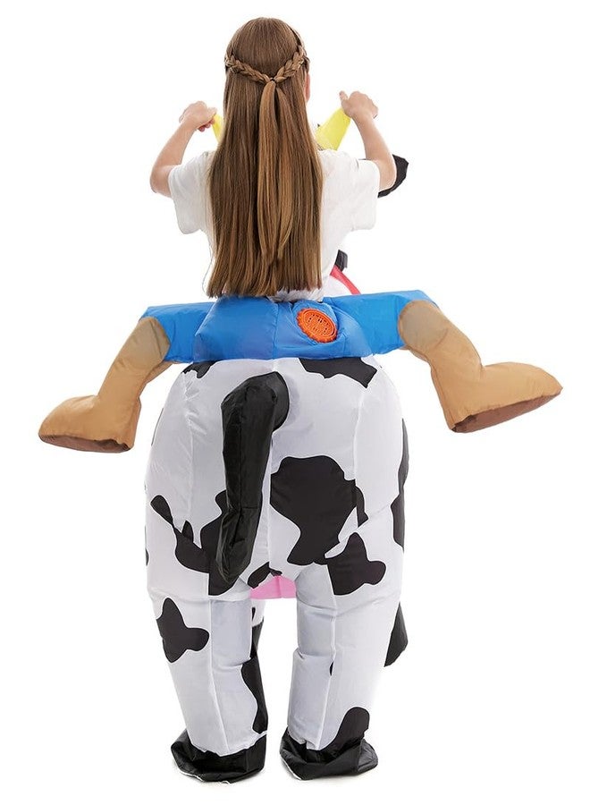 HSCTEK Inflatable Cow Costume Kids Boys Girls, Blow up Ride on Animal Cosplay Teen, Riding Halloween Rider Clothes Child - Image 5